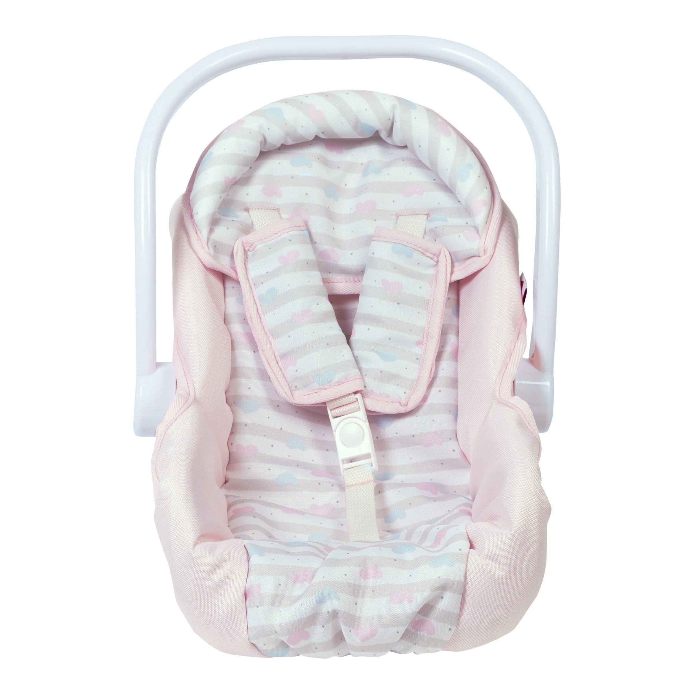 Adora Baby Doll Car Seat Carrier - Pastel Pink Hearts (White handle)