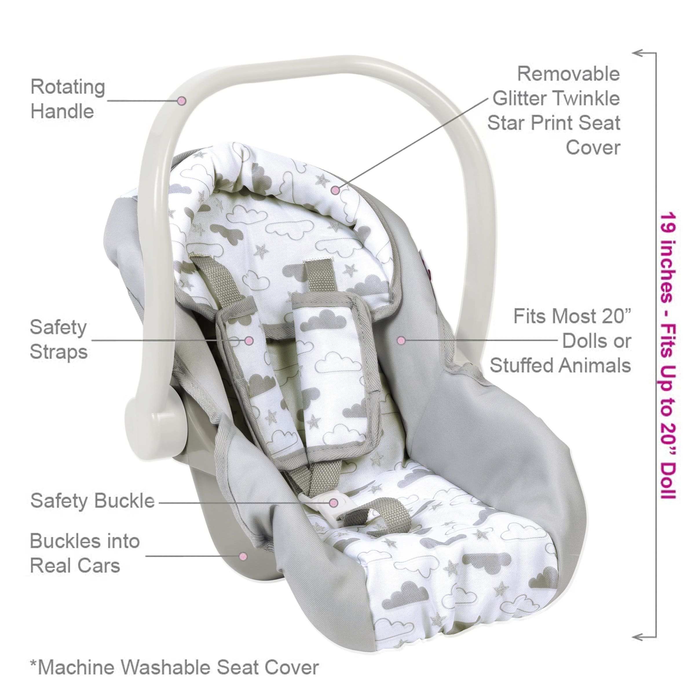 Adora Twinkle Stars Car Seat (White handle)