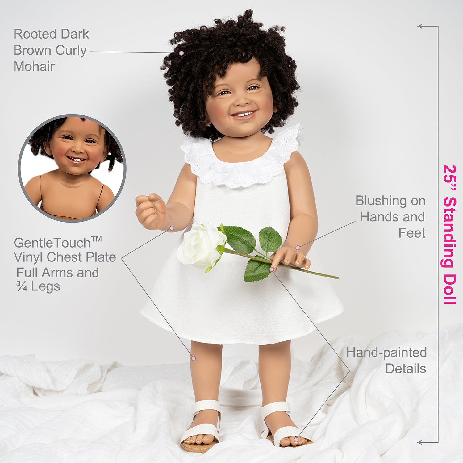 Paradise Galleries 25" Standing Toddler Doll, Beautiful Baby Alanna