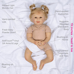 Paradise Galleries 19" Realistic Baby's First Year! 12-pc doll set