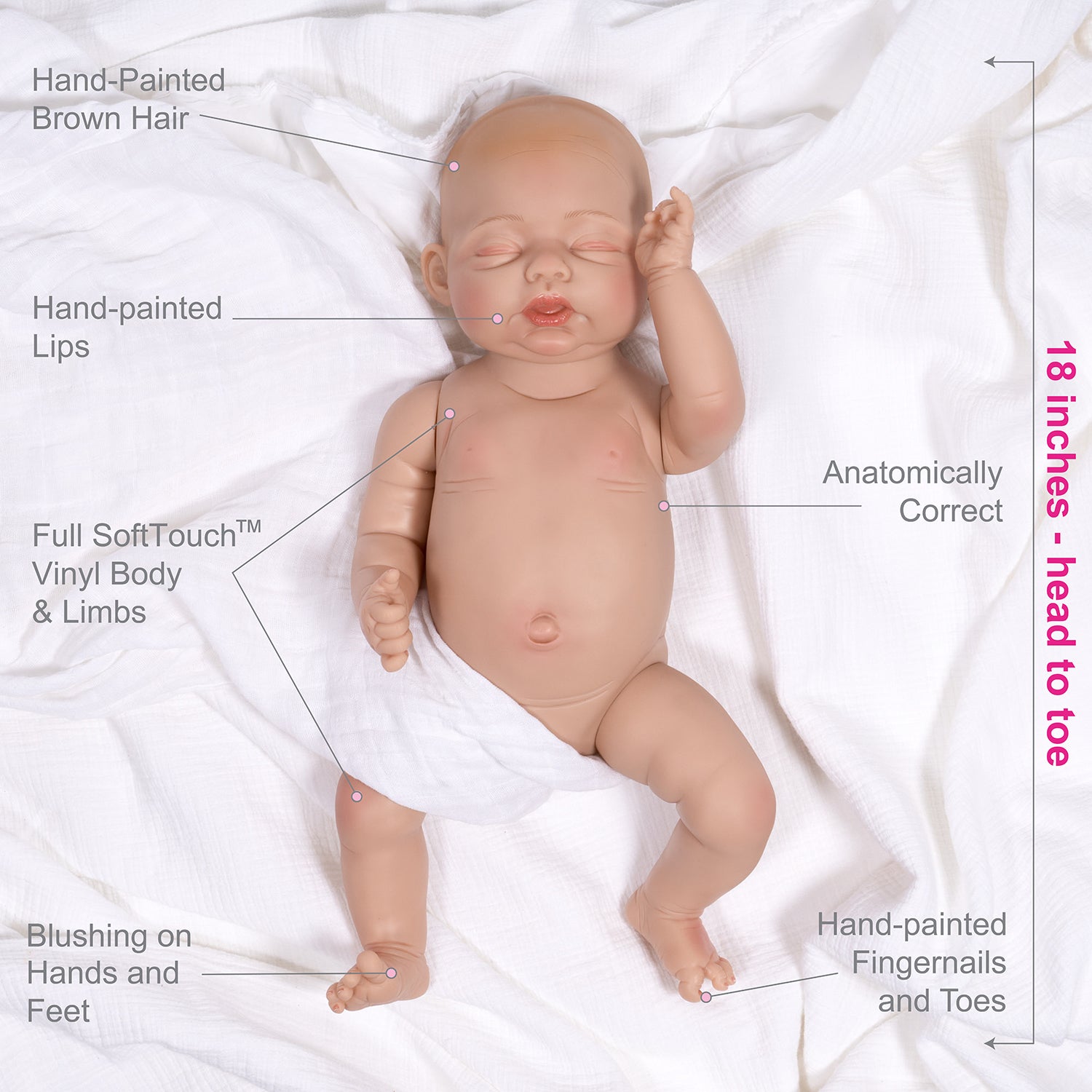 Paradise Galleries Full Vinyl Posable Doll Hello World, Anatomically correct