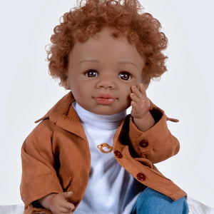 Paradise Galleries Mommy's Little Man - Realistic African American Toddler Doll, 19 Inch Reborn in SoftTouch Vinyl