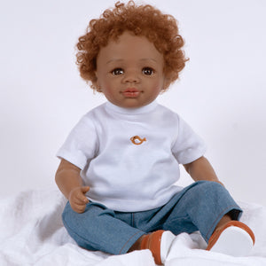 Paradise Galleries Mommy's Little Man - Realistic African American Toddler Doll, 19 Inch Reborn in SoftTouch Vinyl