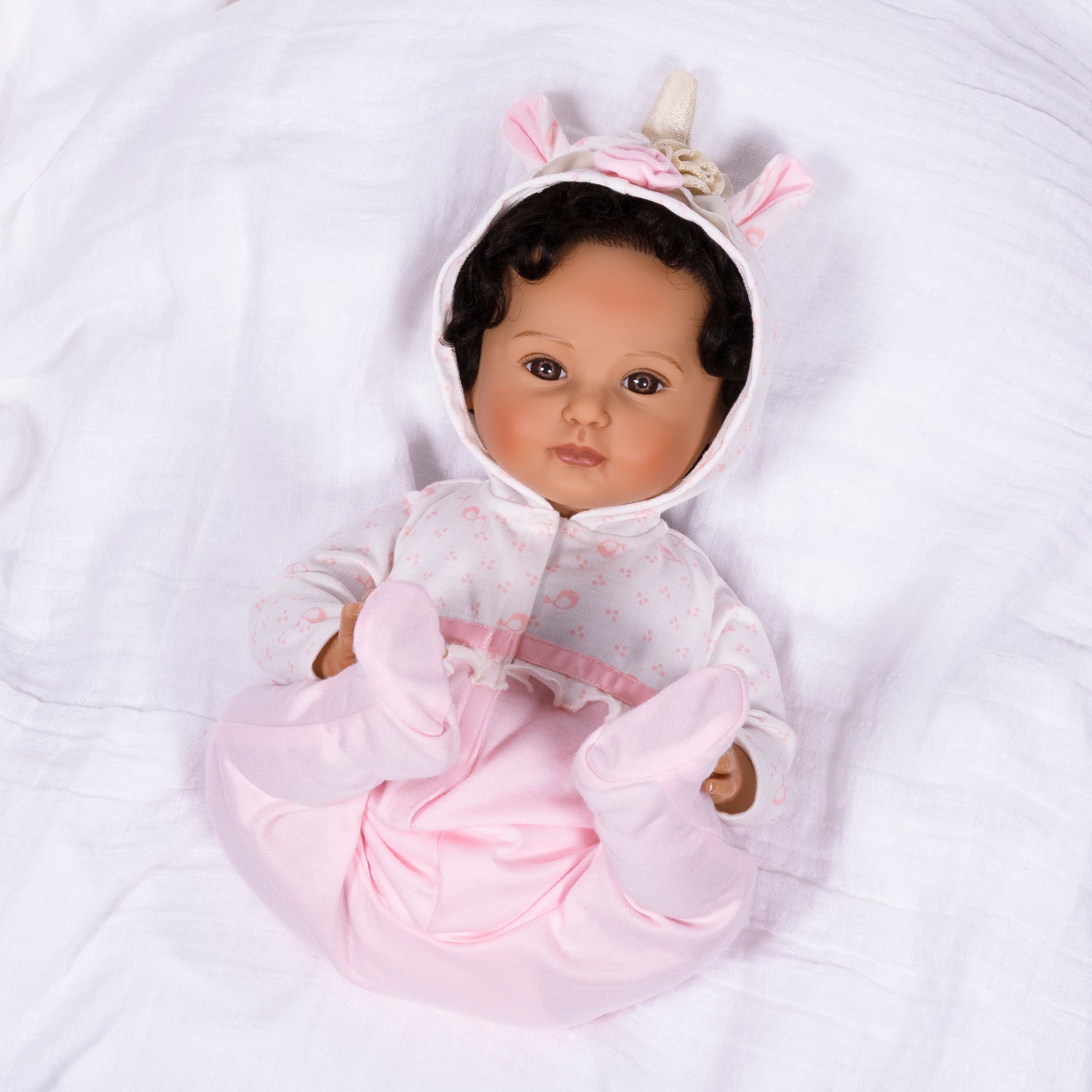 Nadia - 19" Realistic Girl Doll by Reborn Artist, Lauren Faith Jaimes. Made in our exclusive GentleTouch Vinyl for an ultra-realistic feel!