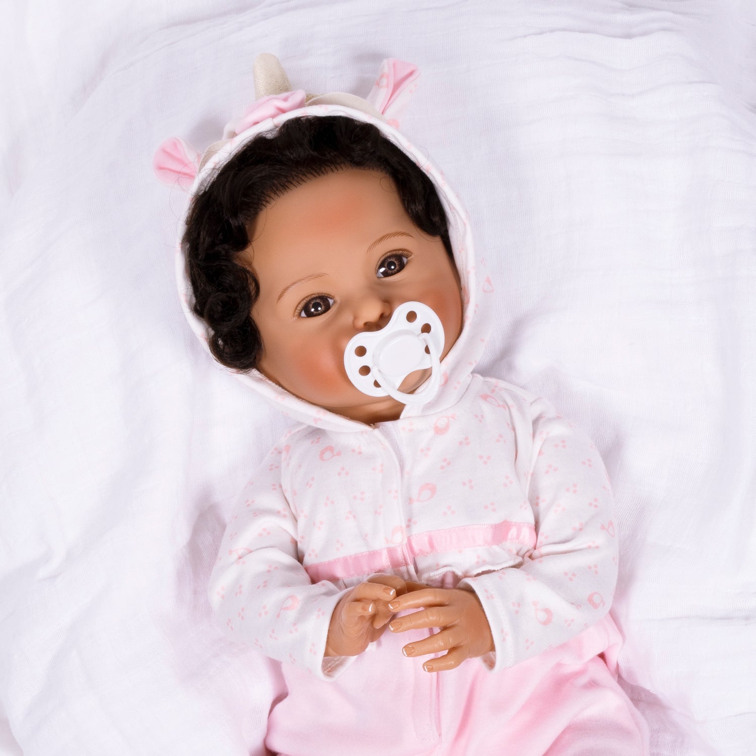 Nadia - 19" Realistic Girl Doll by Reborn Artist, Lauren Faith Jaimes. Made in our exclusive GentleTouch Vinyl for an ultra-realistic feel!