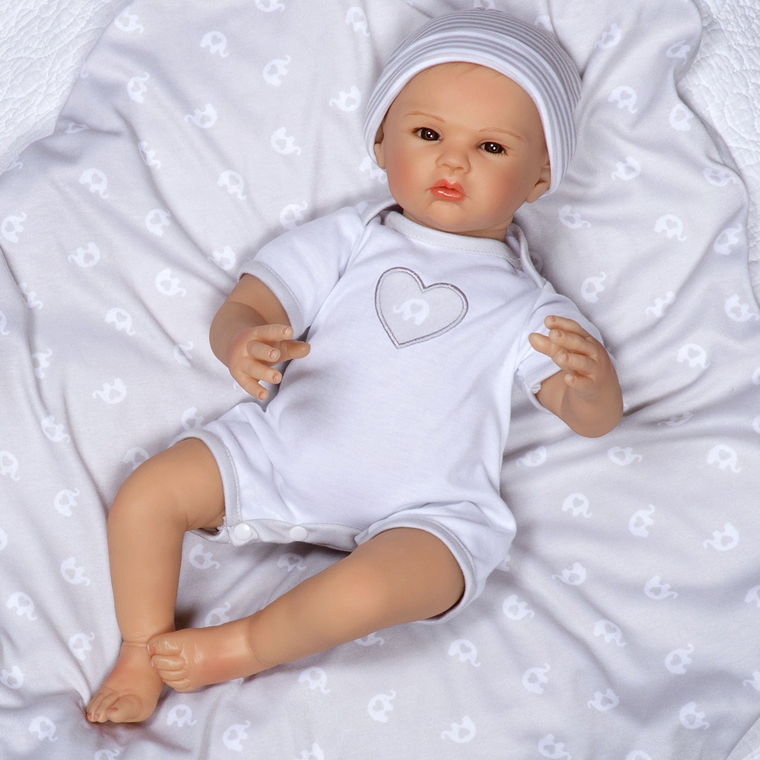 Swaddler Baby Little Elephant - 18" Realistic Doll by Reborn Artist, Michelle Fagan. Made in our exclusive SoftTouch Vinyl for an ultra-realistic feel!