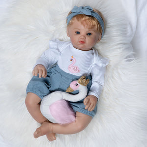 Swan Princess - 22 inch realistic toddler toll sculpted by doll artist, Jan Wright. Crafted from our GentleTouch™ vinyl that gives that decadently soft and luxurious feel of real, baby-smooth skin, and comes with a weighted cloth body that features a tapered realistic look.