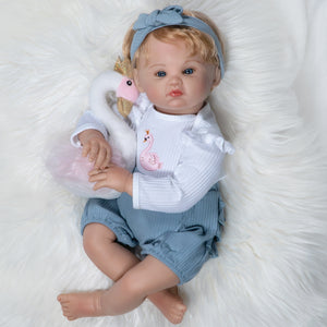 Swan Princess - 22 inch realistic toddler toll sculpted by doll artist, Jan Wright. Crafted from our GentleTouch™ vinyl that gives that decadently soft and luxurious feel of real, baby-smooth skin, and comes with a weighted cloth body that features a tapered realistic look.