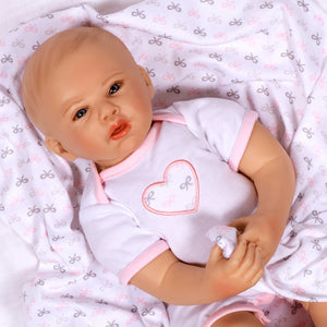 Swaddler Baby Bow Cute - 18" Realistic Doll by Reborn Artist, Michelle Fagan. Made in our exclusive SoftTouch Vinyl for an ultra-realistic feel!