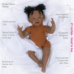 Emma for Down Syndrome Awareness - 21" Realistic Girl Doll by Reborn Artist, Lauren Faith Jaimes. Made in our exclusive GentleTouch Vinyl for an ultra-realistic feel!