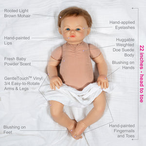 Baby Piper - 22" Realistic Doll by Reborn Artist, Jan Wright. Made in our exclusive GentleTouch Vinyl for an ultra-realistic feel!