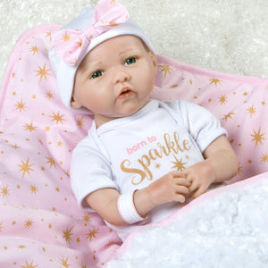 Reborn Baby Doll in Silicone Vinyl - Baby Bundles "Born to Sparkle"