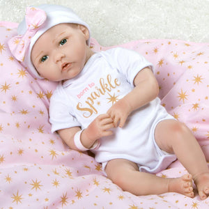 Reborn Baby Doll in Silicone Vinyl - Baby Bundles "Born to Sparkle"