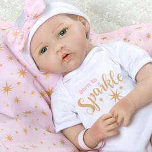 Reborn Baby Doll in Silicone Vinyl - Baby Bundles "Born to Sparkle"