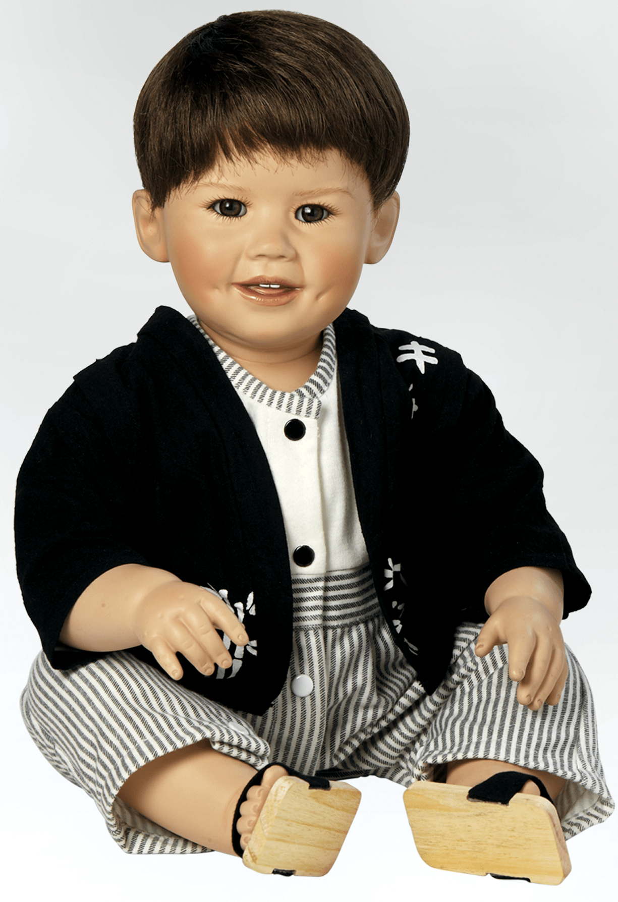 Collectible Boy Doll in Porcelain, Baby Kim, 14 inches Seated