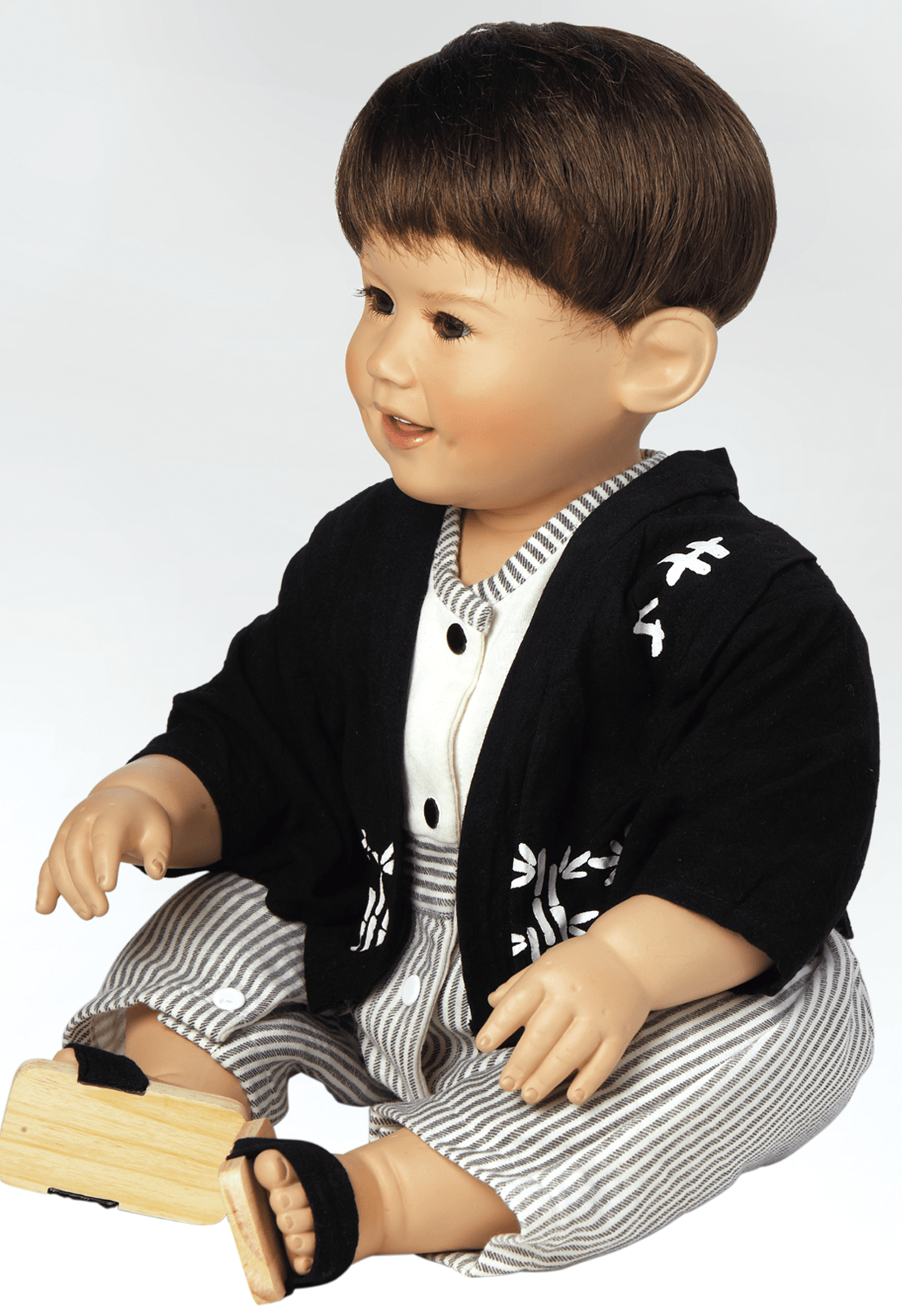 Collectible Boy Doll in Porcelain, Baby Kim, 14 inches Seated