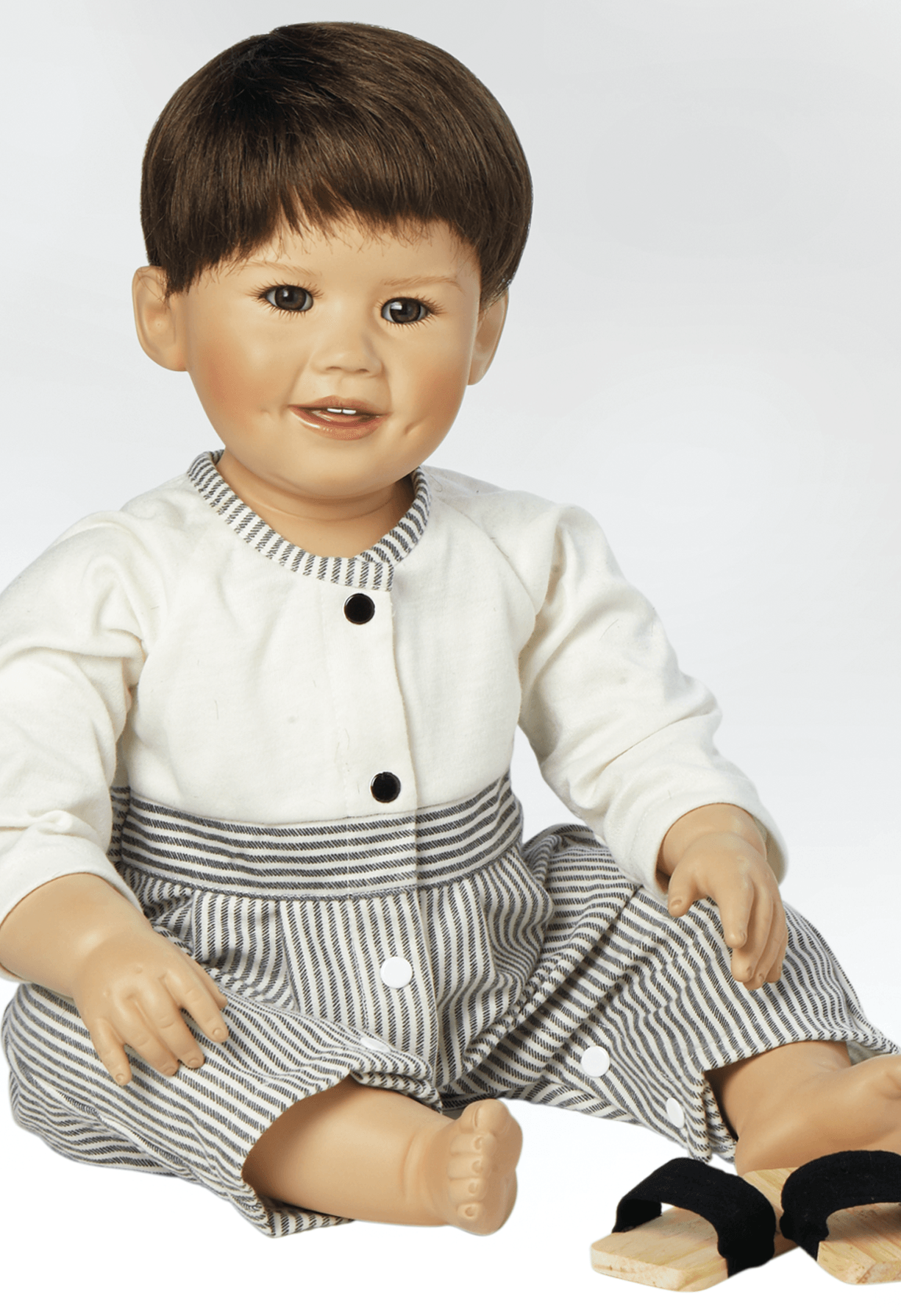 Collectible Boy Doll in Porcelain, Baby Kim, 14 inches Seated