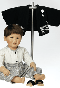 Collectible Boy Doll in Porcelain, Baby Kim, 14 inches Seated