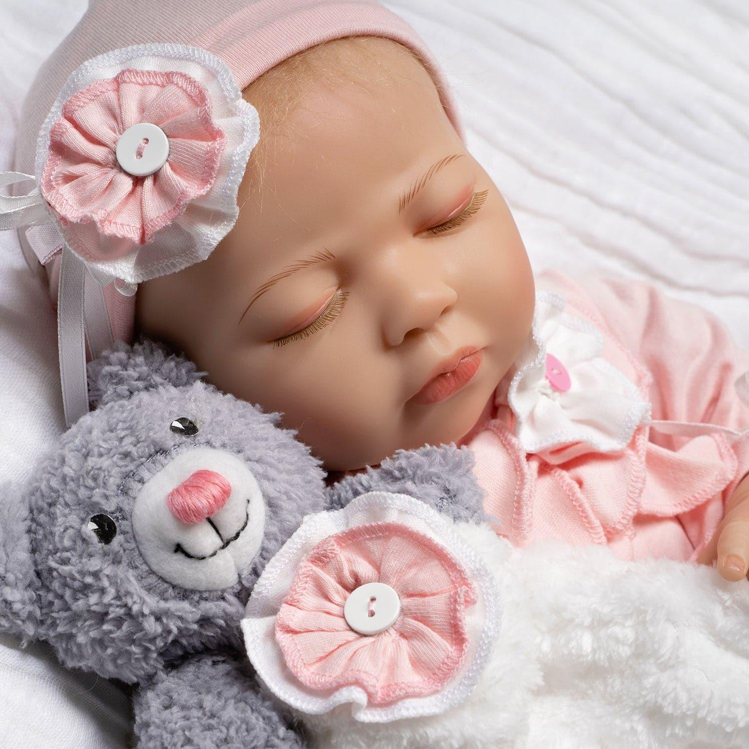 Paradise Galleries Realistic Newborn Baby Doll 21" - Button & Bows