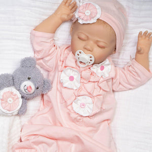 Paradise Galleries Realistic Newborn Baby Doll 21" - Button & Bows