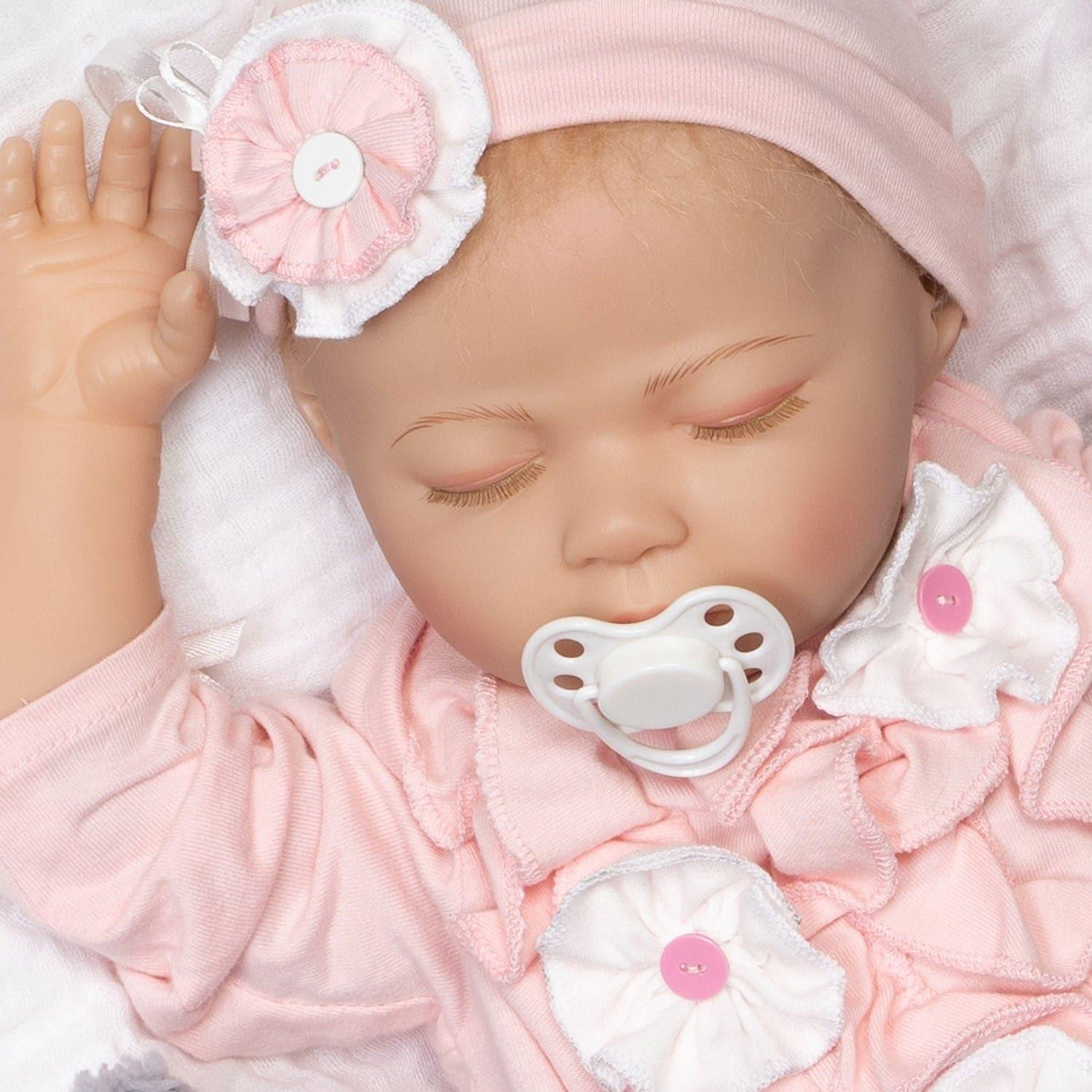 Paradise Galleries Realistic Newborn Baby Doll 21" - Button & Bows