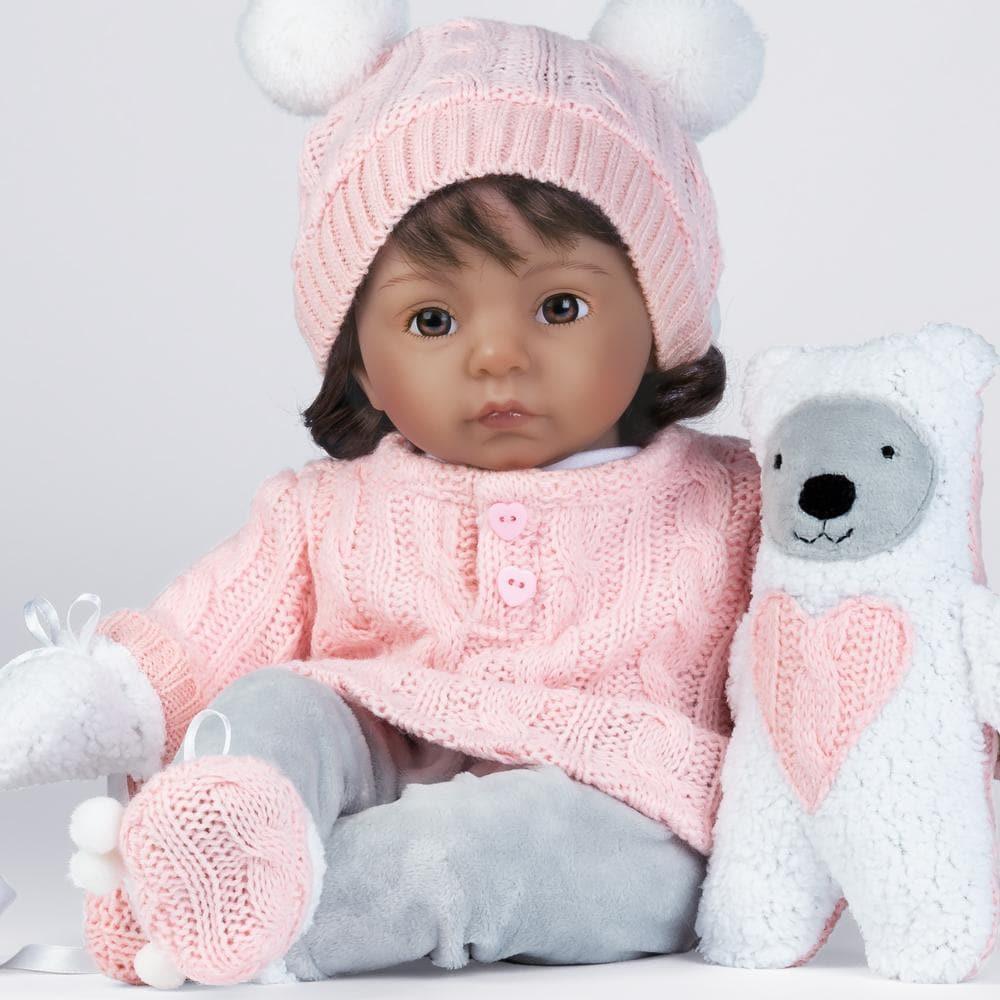 Silicone Reborn Baby Girl Doll, 16" Cable Knit Cutie - Paradise Galleries