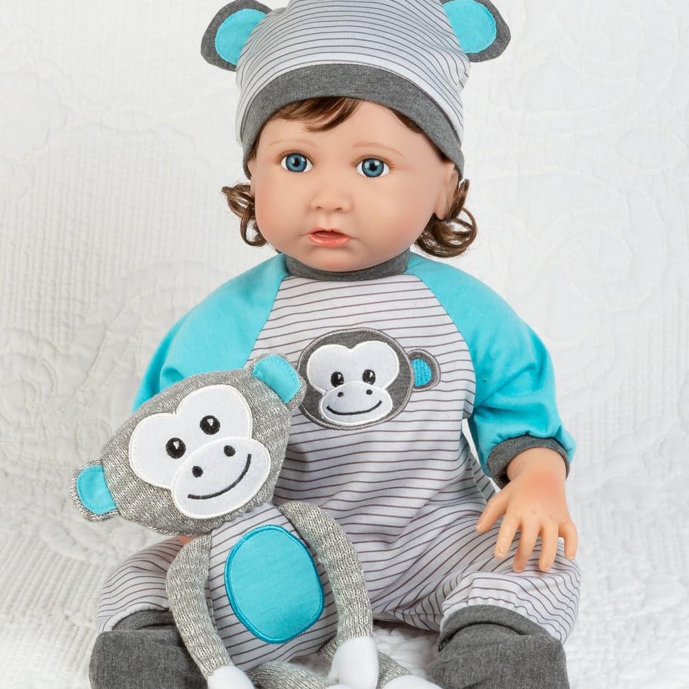 Paradise Galleries Silicone Toddler Boy Doll, 20" Chunky Monkey