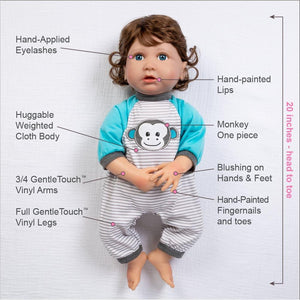 Paradise Galleries Silicone Toddler Boy Doll, 20" Chunky Monkey