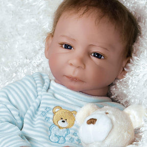 Lifelike Boy Baby Doll, Cuddle Bear Conner, Soft Vinyl, 20 inch Paradise Galleries Reborn