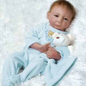 Lifelike Boy Baby Doll, Cuddle Bear Conner, Soft Vinyl, 20 inch Paradise Galleries Reborn