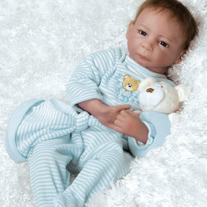 Lifelike Boy Baby Doll, Cuddle Bear Conner, Soft Vinyl, 20 inch Paradise Galleries Reborn