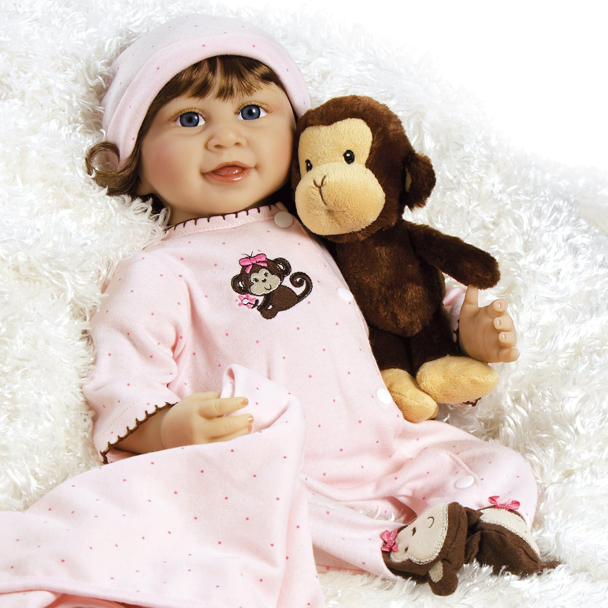 Lifelike Baby Doll Cuddle Monkey, 18 inch in Silicone-Like Vinyl