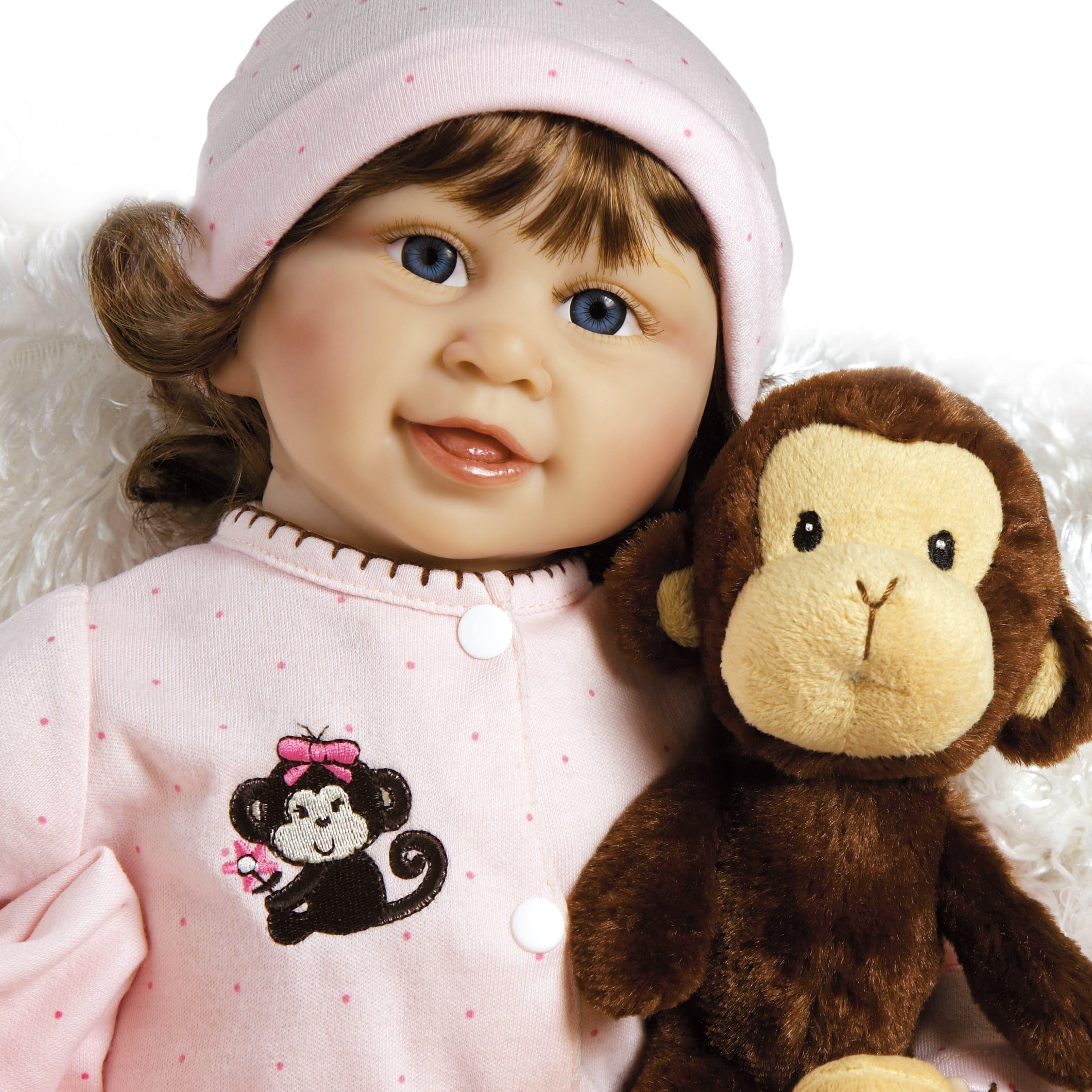 Lifelike Baby Doll Cuddle Monkey, 18 inch in Silicone-Like Vinyl