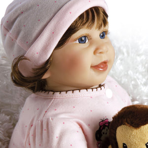 Lifelike Baby Doll Cuddle Monkey, 18 inch in Silicone-Like Vinyl