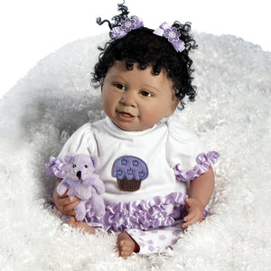 African American Baby Doll, Cupcake, 18 inch Weighted Doll in Silicone-like Vinyl