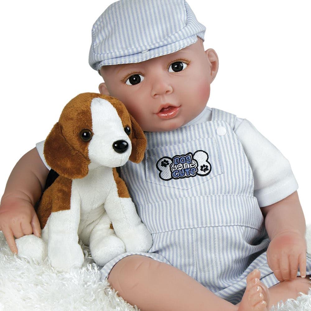 Real Life Boy Baby Doll - Dog Gone Cute, GentleTouch Vinyl, 22 inch Paradise Galleries Reborn