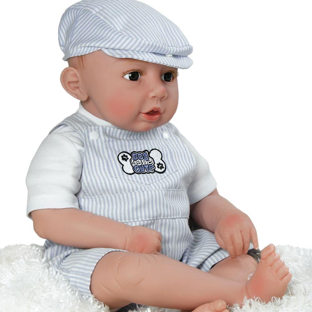 Real Life Boy Baby Doll - Dog Gone Cute, GentleTouch Vinyl, 22 inch Paradise Galleries Reborn