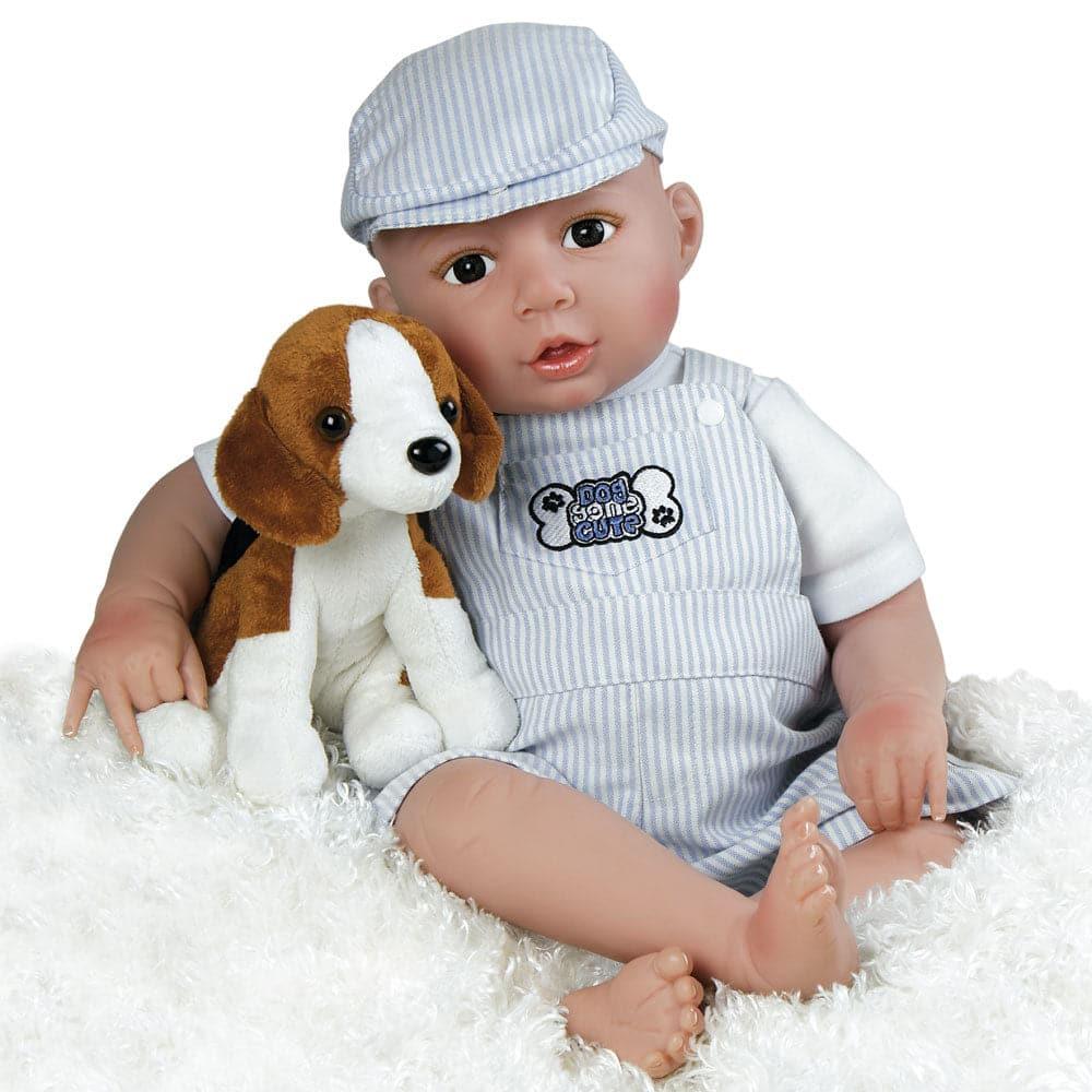 Real Life Boy Baby Doll - Dog Gone Cute, GentleTouch Vinyl, 22 inch Paradise Galleries Reborn