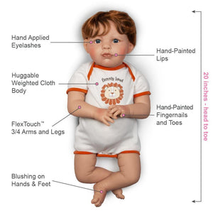 Paradise Galleries Silicone Baby Doll Boy Fiercely Loved, 20 inch