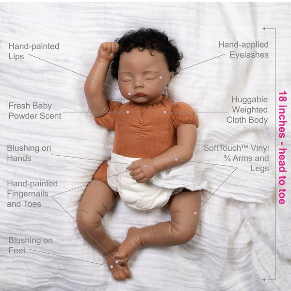  iCradle Reborn Baby Dolls Boy Black Biracial African American  Realistic Newborn Baby Dolls Lifelike Ethnic Silicone Reborn Toddler Doll  Toy Accessories Gift for Collection & Kids Age 3+ : Everything Else