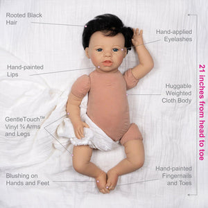 Paradise Galleries Reborn Toddler Boy Doll Lil' Rebel, 21 inch with Black Rooted Hair and Blue Eyes, Made in GentleTouch Vinyl