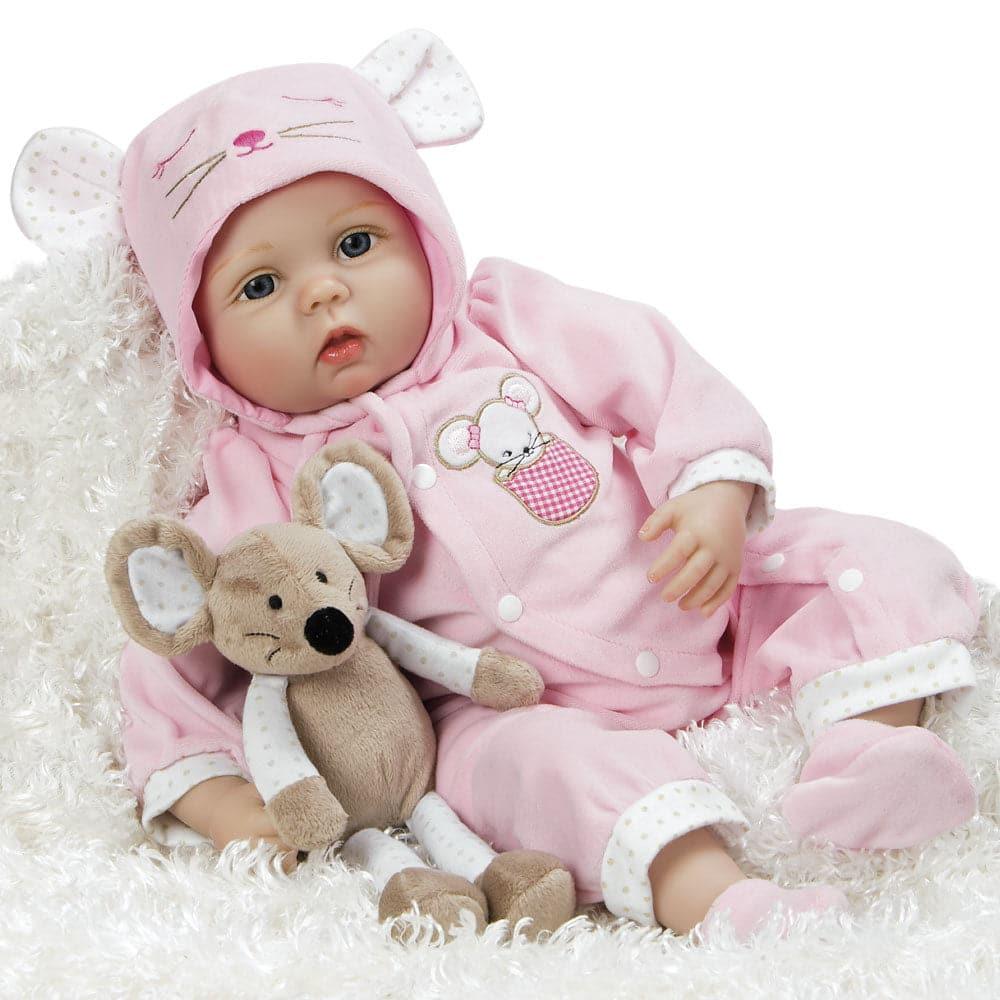 Real Looking Girl Baby Doll Mia Mouse, Silicone Vinyl Paradise Galleries Reborn