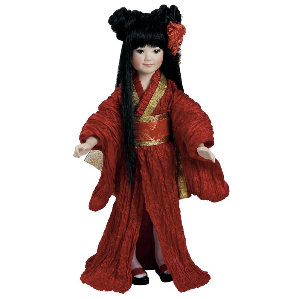 Japanese Doll, Miyoko - Asian Porcelain Doll Stands 14.5 inches