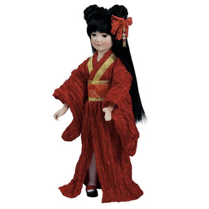 Japanese Doll, Miyoko - Asian Porcelain Doll Stands 14.5 inches