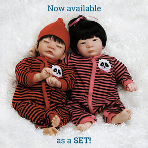 Asian Twin Baby Dolls Set, Panda Twins Set - 17 inch Soft Vinyl, Paradise Galleries Asian Reborns