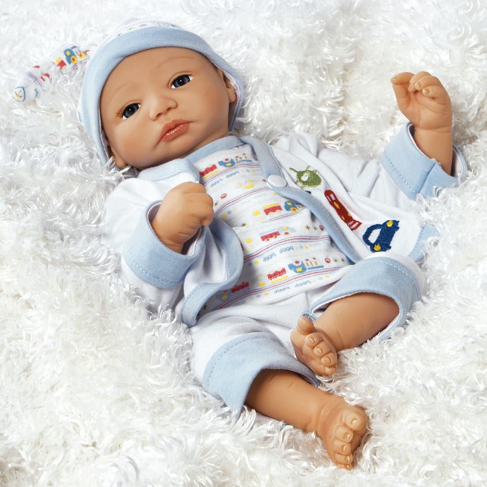 Weighted Newborn Baby Doll, Planes Trains and Automobiles, 16 inch Vinyl