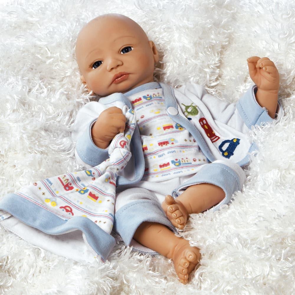 Weighted Newborn Baby Doll, Planes Trains and Automobiles, 16 inch Vinyl