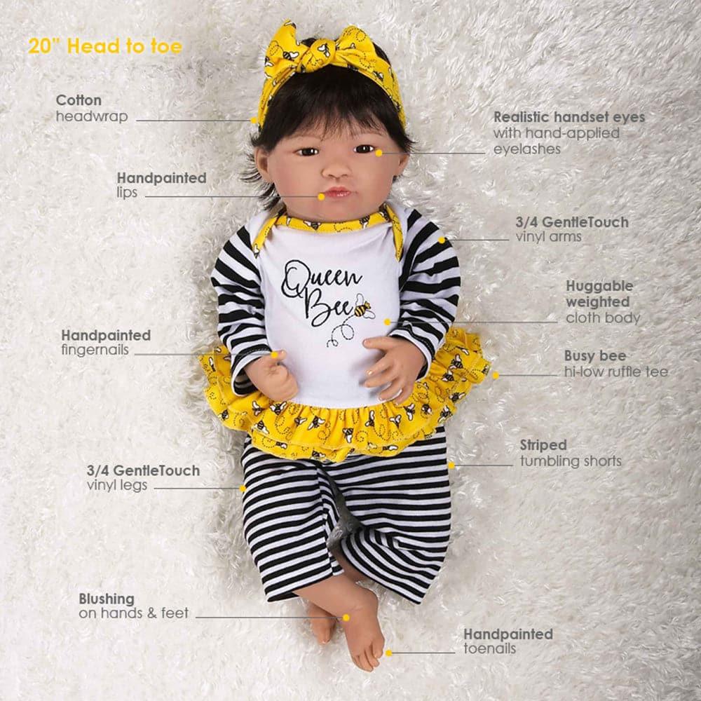 Asian Reborn Like Toddler Queen Bee, 20" Vinyl Doll Paradise Galleries