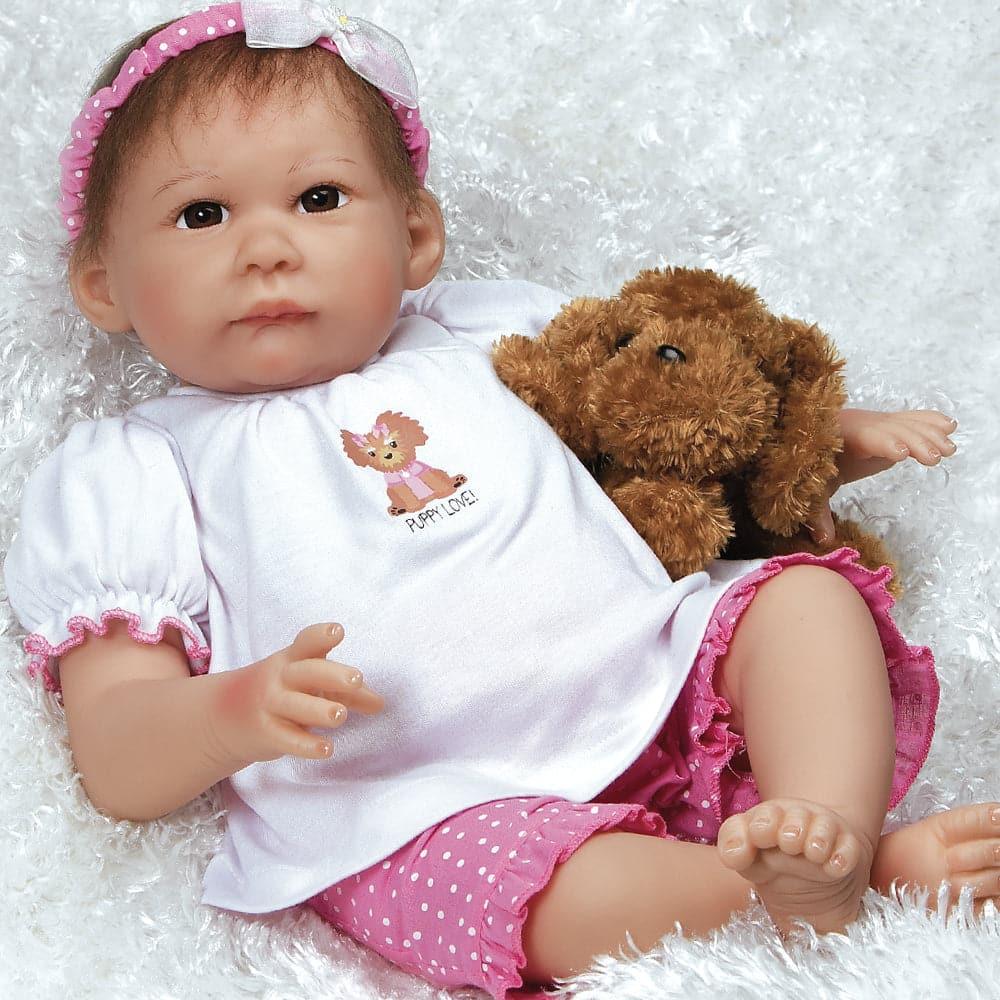 Girl Baby Doll That Looks Real, Ruff Ruff Riley, GentleTouch Vinyl, 20 inch Paradise Galleries