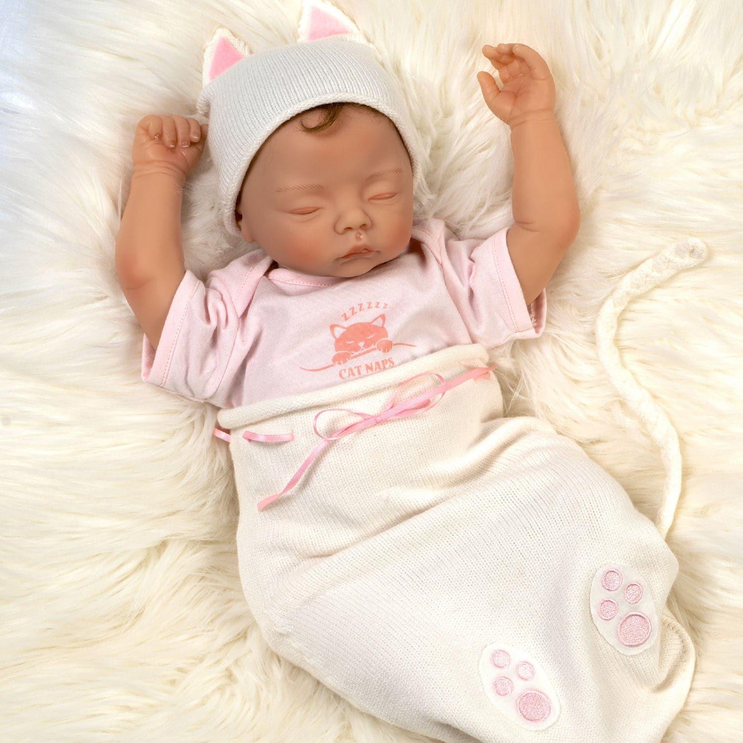 Paradise Galleries Reborn Baby Doll Girl - 18 inch Sleeping Kitten